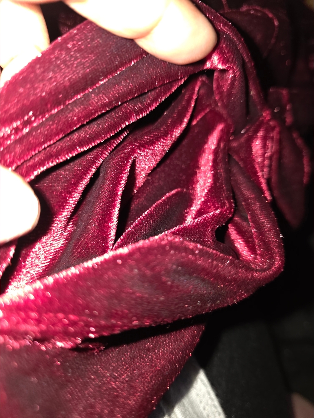 Long‎ Sleeve Velvet Tiered Dress in Deep Burgundy Dark Academia - Picture 6 of 11